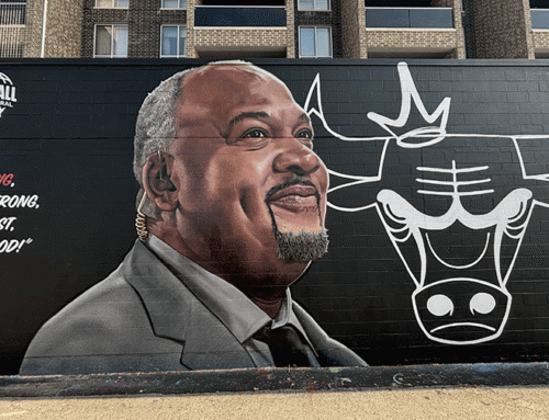 Completed Stacey King mural goes viral, reviving Chicago’s
tradition of larger-than-life bulls walls